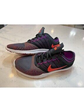 Nike Sneaker Womens 8 Gray Purple Flex Adapt TR Athletic Running Laced Up 831579
